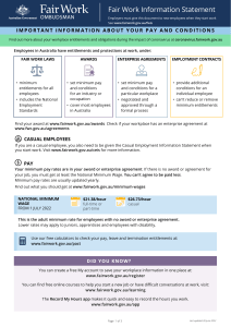 Fair Work Information Statement: Employee Rights & Pay