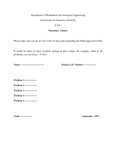 Dynamics Final Exam - MAE80 - University Level