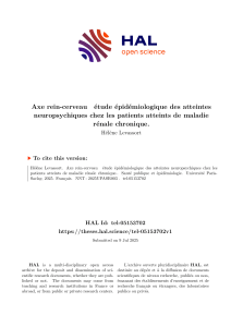 Axe rein-cerveau : &eacute;tude &eacute;pid&eacute;miologique des troubles neuropsychiques dans la MRC