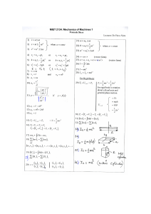 Mechanics of Machines 1 Formula Sheet