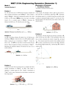 Engineering Dynamics: Kinematics of Particles Tutorial