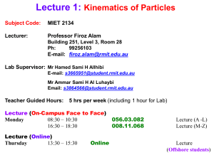 Kinematics of Particles Lecture Notes - Engineering Mechanics