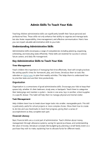 Admin Skills for Kids: Time Management & Organization