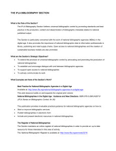 IFLA Bibliography Section: Role, Objectives, and Work