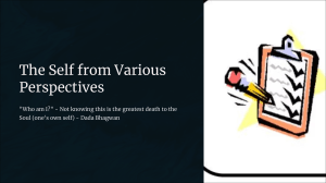 The Self: Philosophical Perspectives on Identity