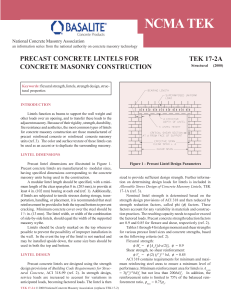 Precast Concrete Lintels for Masonry Construction: Design Guide