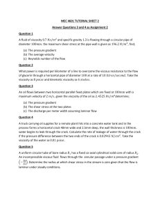Fluid Mechanics Tutorial Sheet: Viscosity & Flow Problems