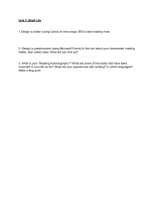 Reading Habits & Autobiography Assignment