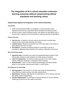 AI in Education: Debate Notes Against Integration