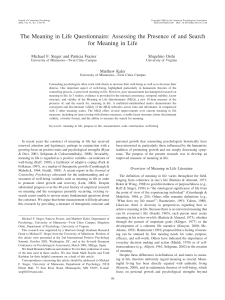 Meaning in Life Questionnaire (MLQ): Assessing Well-being & Search
