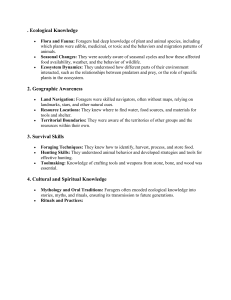 Forager Knowledge: Ecology, Geography, Survival, Culture