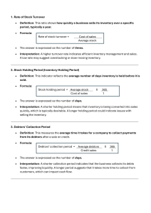 Financial Ratios: Stock Turnover, Debtors, Creditors, Debt-Equity