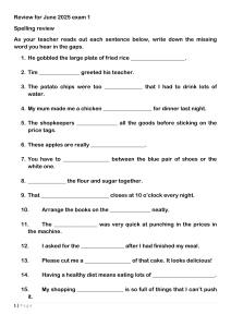 Spelling Review Worksheet for June 2025 Exam Preparation