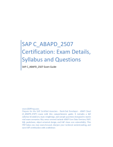 SAP C_ABAPD_2507 Exam Guide: ABAP Cloud Certification