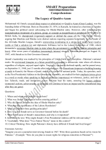Cadet Colleges Entrance Test: Quaid-e-Azam Comprehension Practice