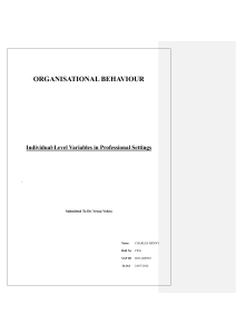 Organizational Behavior: Individual Variables & Personality Analysis