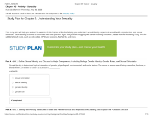 Sexuality Activity: Identity, Anatomy, Response, Expression