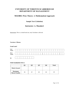 Price Theory Sample Test with Solutions