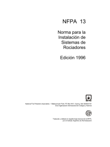 NFPA 13: Norma para Instalaci&oacute;n de Sistemas de Rociadores (1996)