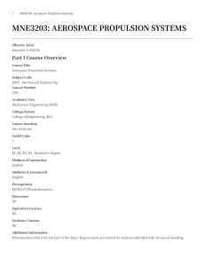Aerospace Propulsion Systems Course Syllabus | MNE3203 Engineering