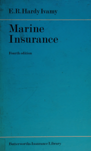 Marine Insurance Law: Fourth Edition by E.R. Hardy Ivamy