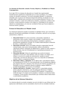 Sistemas Educativos: Formas, Objetivos y Finalidad