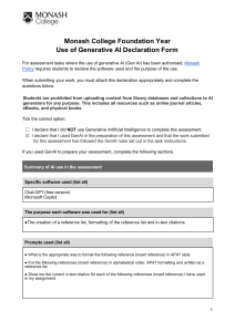 GenAI Declaration Form - Monash College Foundation Year