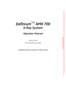 Definium AMX 700 X-Ray System Operator Manual