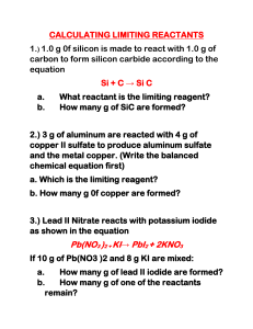 Limiting Reactants Chemistry Problems: Stoichiometry Calculations