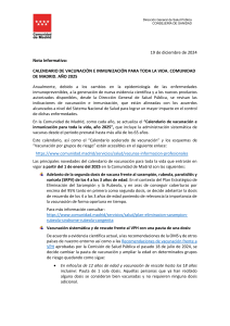 Calendario de Vacunaci&oacute;n 2025 Comunidad de Madrid