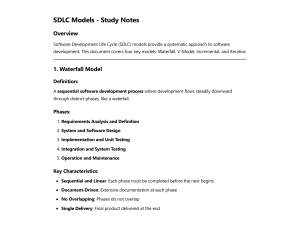 SDLC Models Study Notes: Waterfall, V-Model, Incremental, Iterative