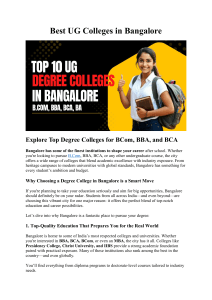 Best UG Colleges in Bangalore: BCom, BBA, BCA Degree Guide