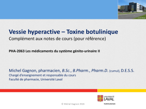 Vessie hyperactive & Botox: Guide du pharmacien