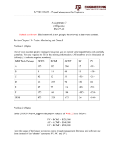 Project Management for Engineers: Assignment 7 - Earned Value Analysis