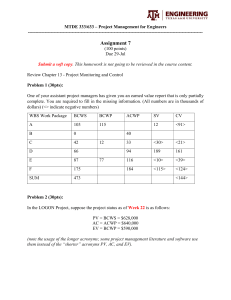 Project Management Assignment: Earned Value Analysis