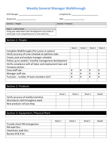 Weekly General Manager Walkthrough Checklist