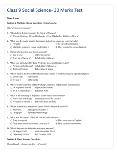 Class 9 Social Science Test: British Rule & Constitution