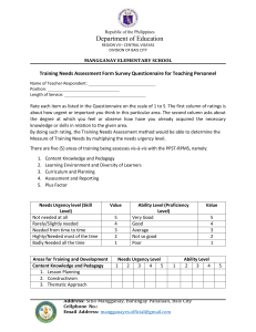 Teacher Training Needs Assessment Survey Form - Mangganay Elementary School