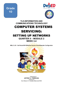 Grade 10 TLE-ICT: Setting Up Networks - Router & Wi-Fi Configuration