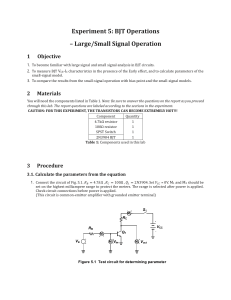 BJT Operations Lab: Large/Small Signal Analysis & Parameter Calculation