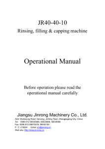 JR40-40-10 Rinsing, Filling & Capping Machine Operational Manual