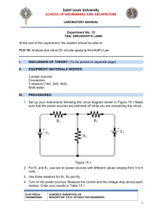 Kirchhoff's Laws Lab Manual: DC Circuit Analysis for Engineers