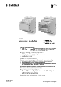Siemens TX-I/O™ Universal Modules TXM1.8U/ML: Technical Data Sheet