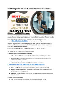 Best MBA in Business Analytics Colleges in Karnataka - Top Programs