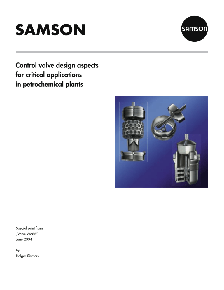 Control valve design aspects