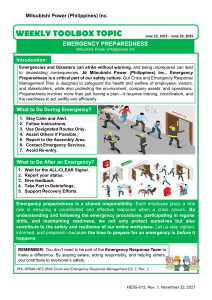 Emergency Preparedness Toolbox Topic - Mitsubishi Power