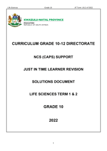 Grade 10 Life Sciences Solutions: Term 1 & 2 Revision