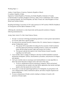 Refugee & Migrant Policy: UN Working Paper