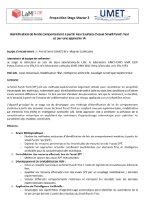 Proposition de stage Master 2 : Identification de loi de comportement via SPT et IA