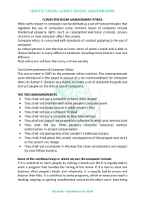 Computer Room Ethics: Loretto Special Science School